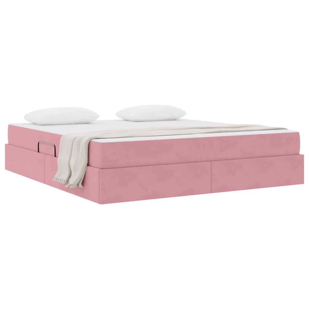 Storage Bed with Mattress Pink 160 x 200 cm Velvet