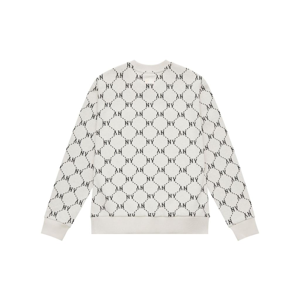 MLB Monogram Series New York Yankees FW24 All Over Print Casual Long Sleeve Pullover Crewneck Sweatshirt Unisex sweatshirt Cream 3AMTM1344-50CRD