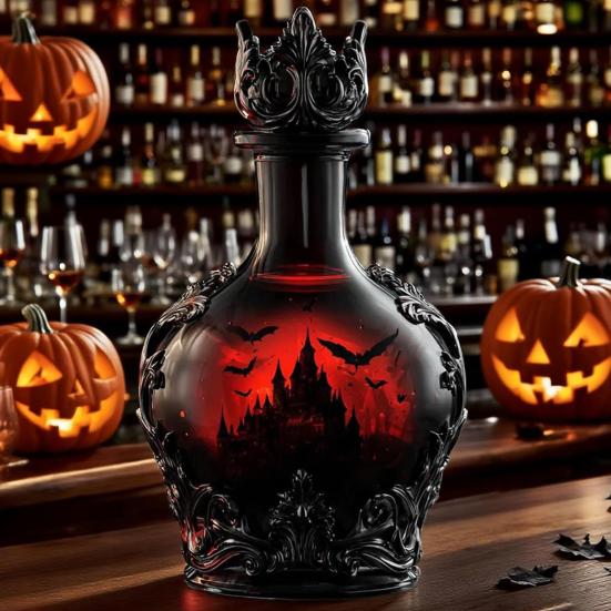 Halloweenská láhev na whisky Gotický styl Magický lektvar Skleněná karafa na whisky pro sběratele Dárky pro tátu manžela Sváteční barová dekorace