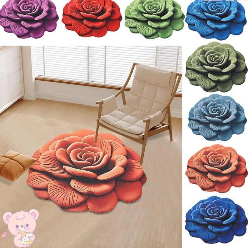 Flower Carpet, Special-Shaped Soft Peony Floor Mat, Durable 40X40Cm/60X60Cm Non-Slip Absorbent Bathroom Floor Mat For Living Roo
