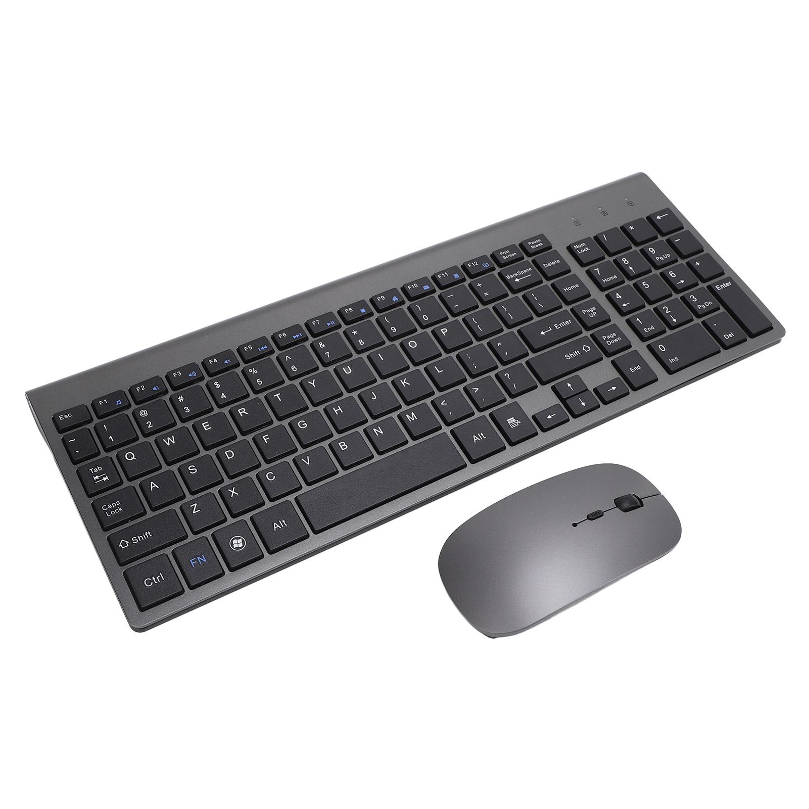 

2.4G Бездротова клавіатура та миша в комплекті з USB-адаптером Ультратонка Безшумна 102 клавіші Бездротова темно-сірий колір