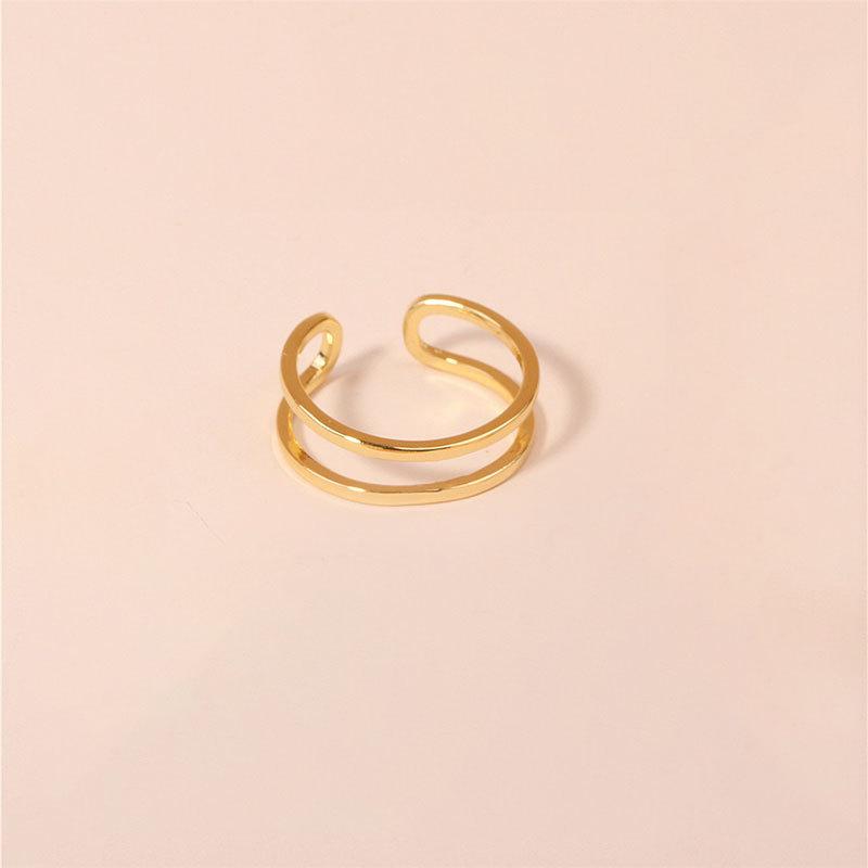 Fashion Niche Design Sense Versatile Opening Adjustable Ring, Gold Stacked Fashionable Simple Ring