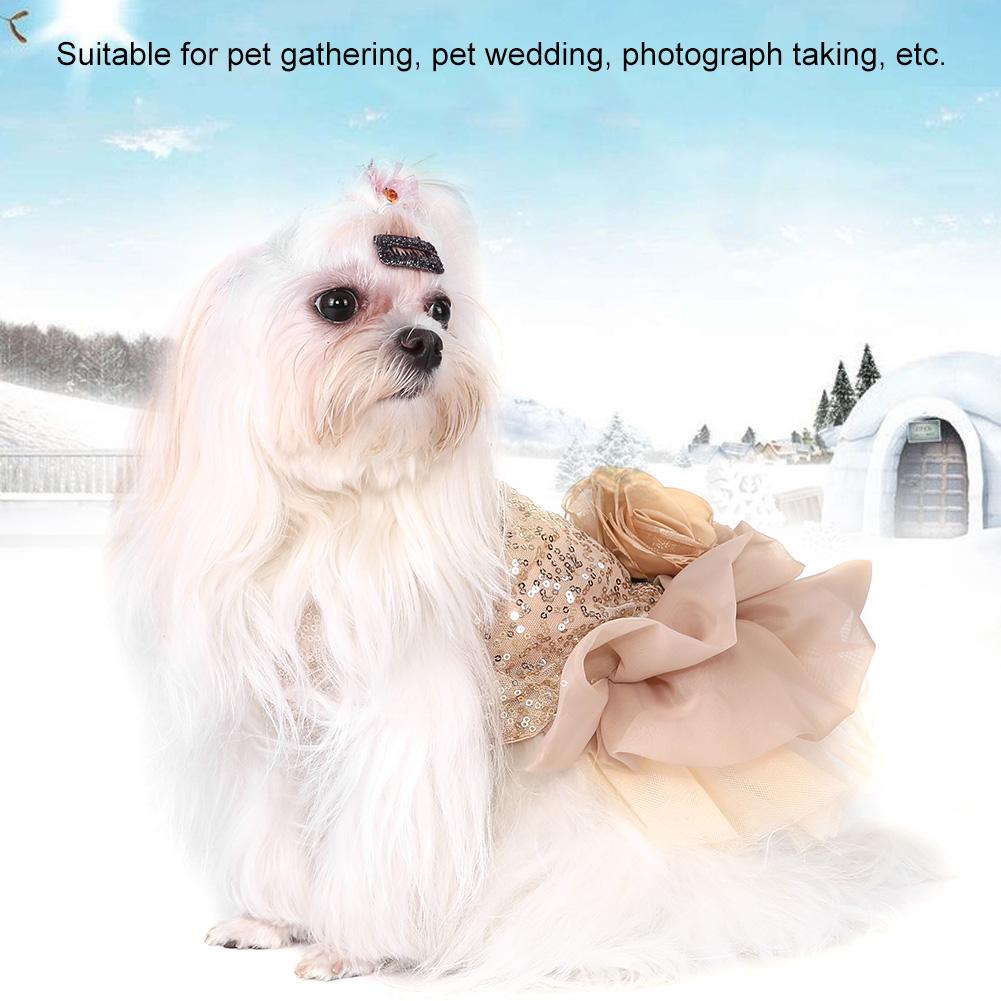 Summer Pet Cloth Small Dog Dress Puppy Sequined Princess Bubble Skirt Wedding Costume (Gold M)