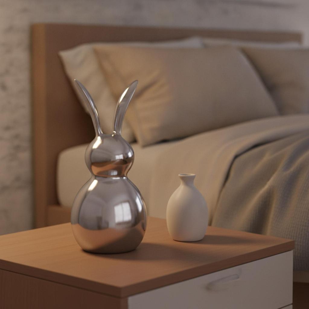 Rabbit Figurine Minimalist Bunny Aluminum for Entryway