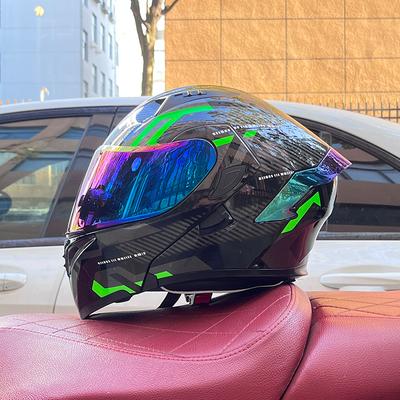 ORZ Full Face Motorcycle Helmet Mecha Geometric Pattern Racing Helmet DOT Certified Safety Helmet Facelift Helmet