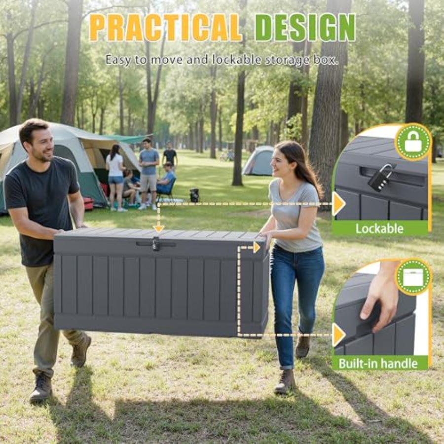 Outdoor Storage Box 82 Gallon Storage Bin with Lid for Patio Furniture Garden Tools Pool Supplies Waterproof and UV Resistant L