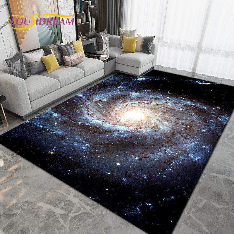 Galaxy Universe Space Stars Earth Area Rug Large,Carpet Rug for Living Room Bedroom Sofa Doormat Decoration,Non-slip Floor Mat