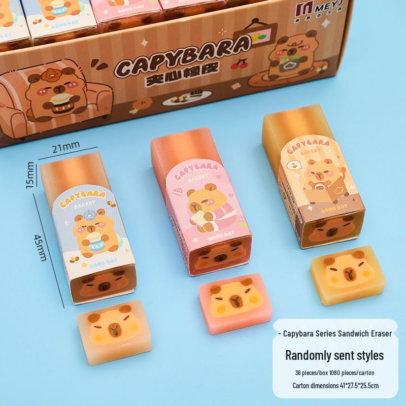 Cartoon-Sandwich-Radiergummi mit geringer Staubentwicklung - Geschenk für Schüler, Schreibwaren