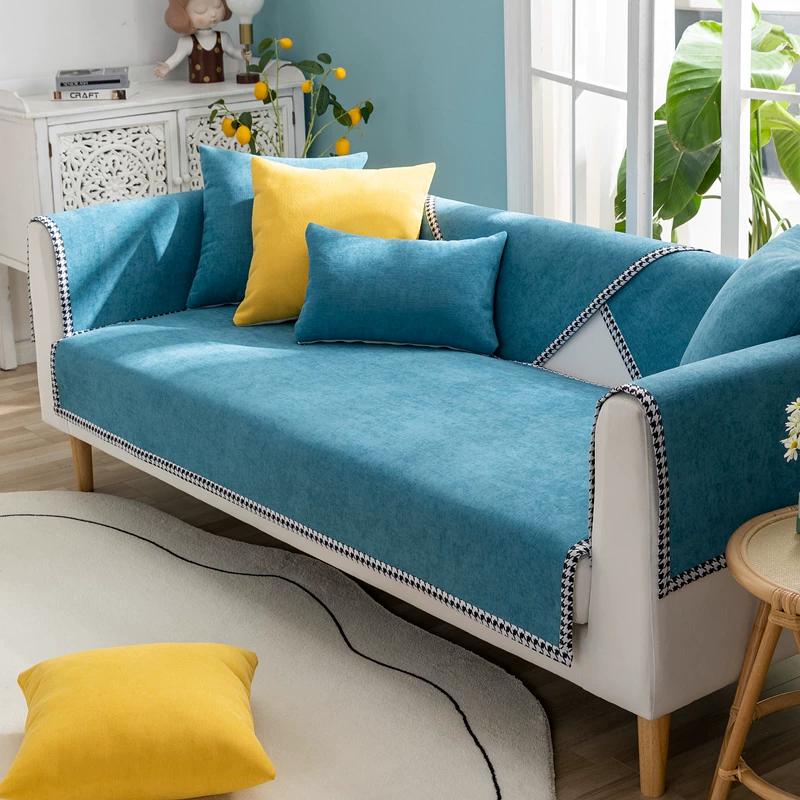 Herringbone Chenille Sofa Cushion Covers Anti-Cat Scratch Non-Slip Winter Couch Protector Cover for Sofa Living Room 1 Piece