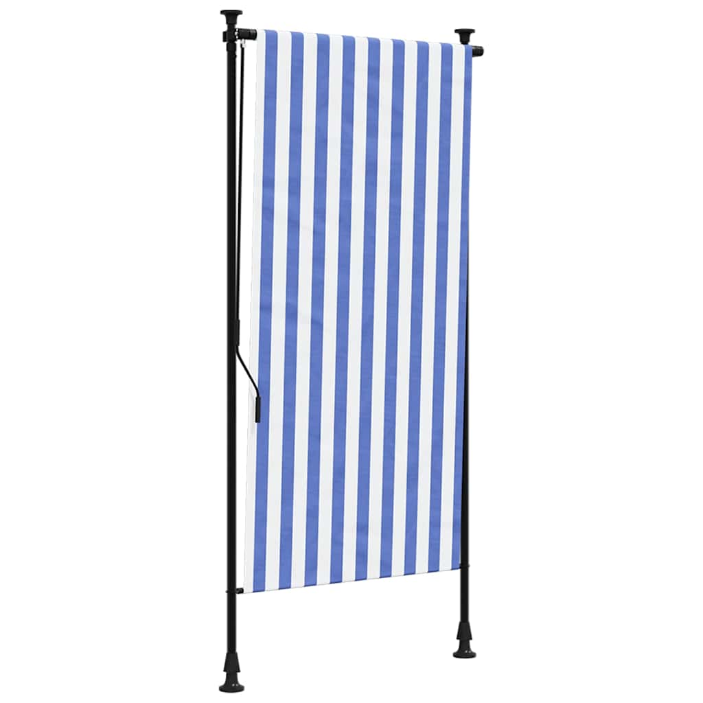 Vidaxl External Roller Blind, Blue-White, 100X270 Cm, Fabric And Steel