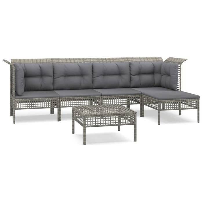 VidaXL Salon de Jardin avec Coussins 6 pcs, Ensemble de Meubles de Terrasse, Mobilier d'Extérieur, Canapé de Patio, Moderne, 3187504