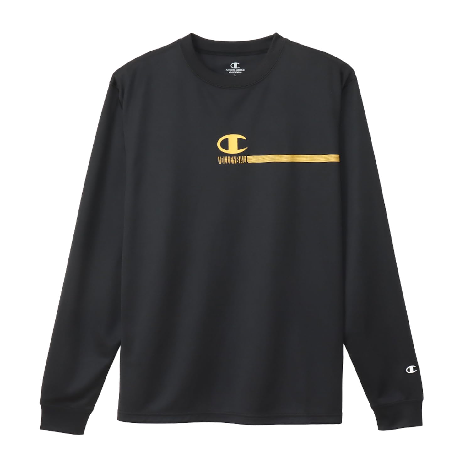 

Champion Volleyball Long Sleeve Round Odor Quick Graphic T-Shirt, Neck, Antibacterial, Resistant, Drying, Print, C3-AV402-090-L чёрный