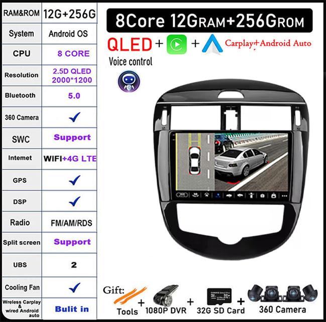 Carplay For Nissan Pulsar 6 NB17 2014 -2018 Android 14 Auto Car Radio GPS Navigation Video Player Head Unit BT