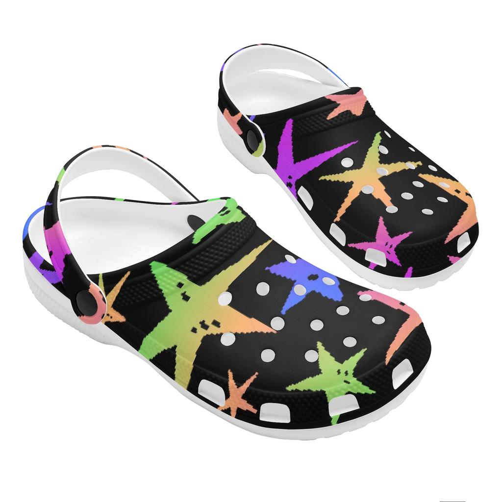 White EVA Clogs with Cosmic Snake Print, Lightweight Slip On Garden Shoes, Breathable Beach Sandals, Indoor Outdoor Slippers for Men Women
