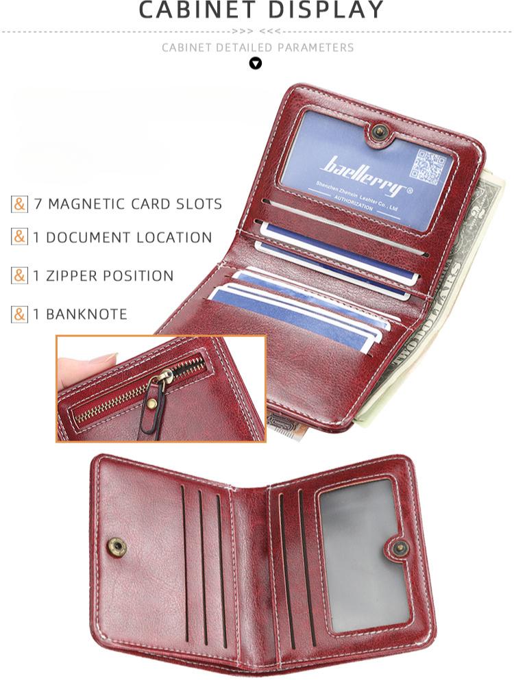 Baellerry Women's Short Wallet Zipper Card Holder Vintage Purse Simple Billfold Fashion Coin Purse
