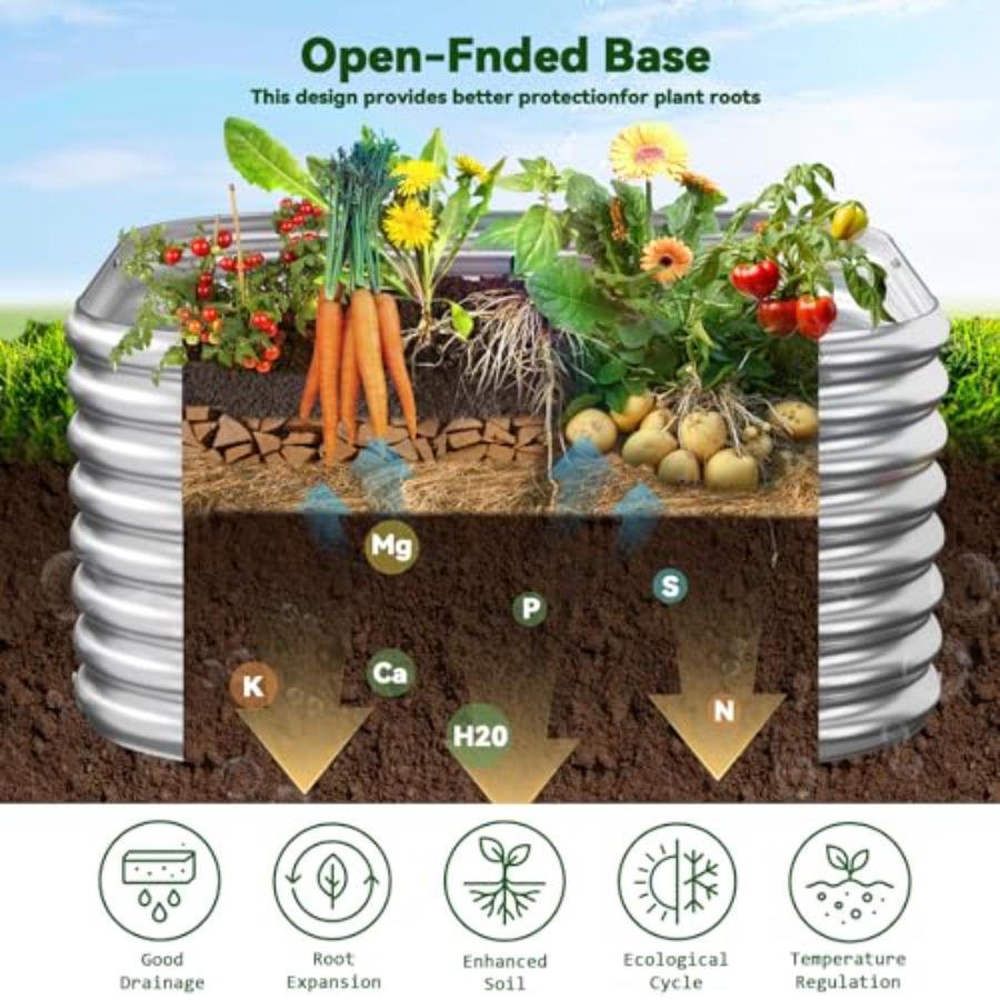 4 Pack 2x2FT Corrugated Galvanized Steel Raised Garden Bed Outdoor Metal Above Ground Garden Bed for Vegetables and Flowers Gre