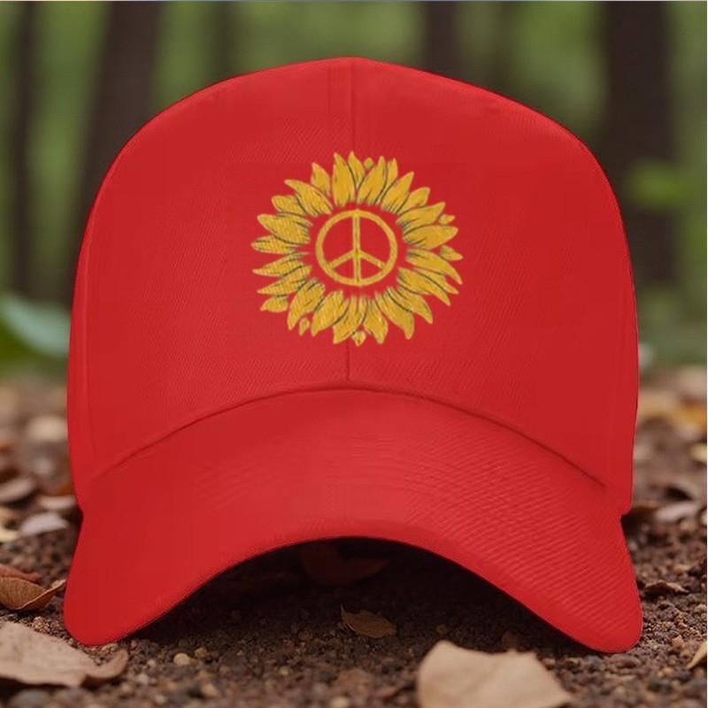 Cappellino da Baseball Girasole Segno di Pace Regolabile Unisex Casual da Esterno Cappello da Sole