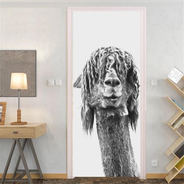 Tiger Animal Door Sticker PVC DIY Adhesive Waterproof Wallpaper for Doors Living Room Bedroom Poster Home Decor Deursticker