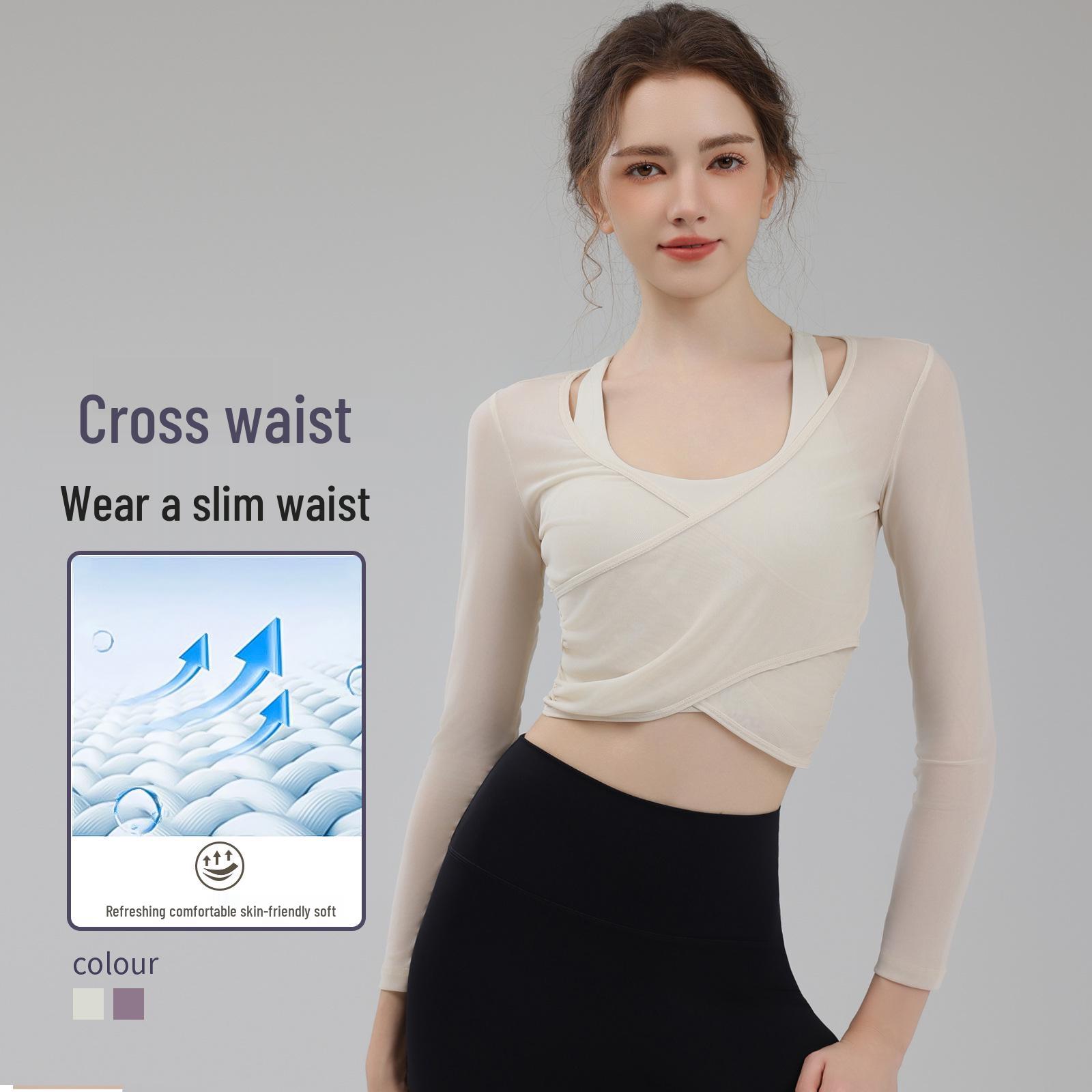 

Сет спортивного бюстгальтера и пуловера с длинным рукавом из сетчатой дышащей ткани для похудения для йоги L фиолетовый