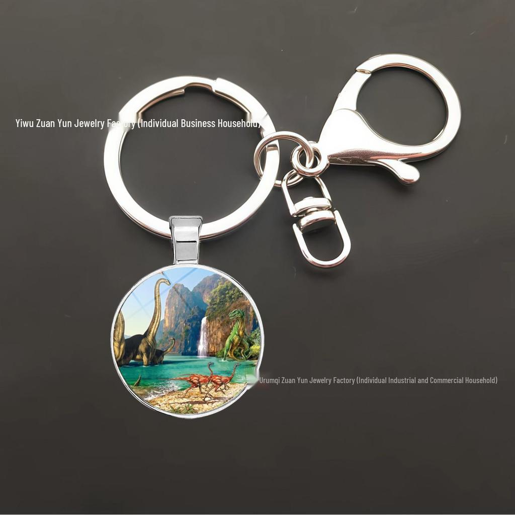 Dinosaur Keychain Pendant: T-Rex, Pterodactyl, Diplodocus, Spinosaurus with Metal Lobster Clasp - Popular European & American Design
