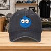 1pc New Blue Squinting Expression Washed Baseball Cap Premium Versatile Outdoor Accessory Unisex Duckbill Hat Fashionable Tre