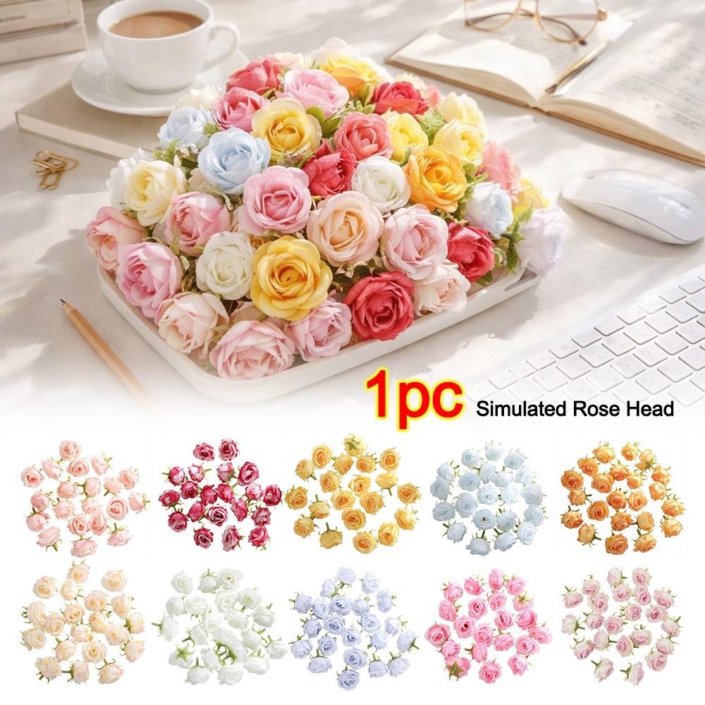 1pc Fashion Silk Artificial Flowers Table Wreath Diy Craft Simulation Flowers Realistic Soft Rose Heads Photography Props