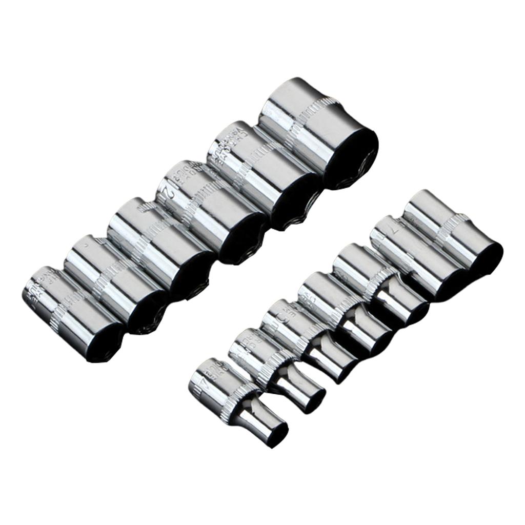 Essential Short Socket Spanner 1/4Inch Drive 6 Point Metric 4mm-14mm Selection for Profession Use Mechanical Repair Tool