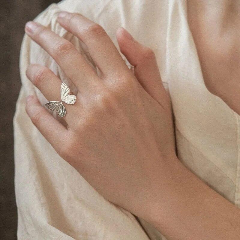 Butterfly Rings Punk Vintage Metal Adjustable Women's Ring Fashion Exquisite Anime Insect Ring Gothic Jewelry New Year