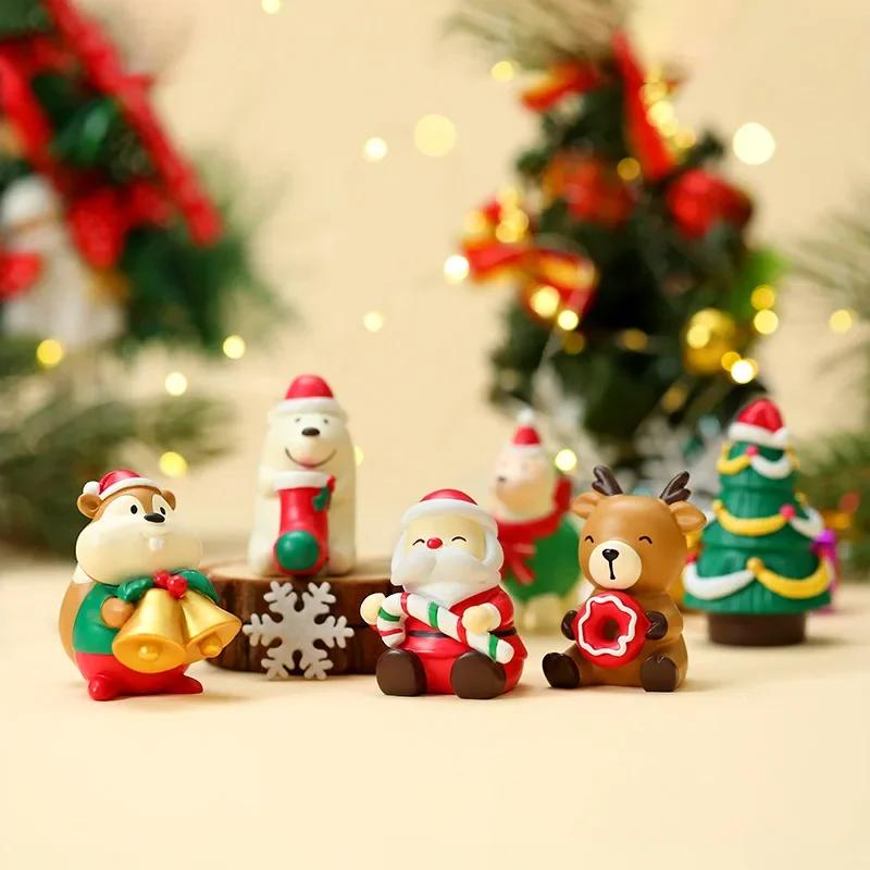 Car Interiors Ornaments Santa Claus Reindeer Cute Christmas Decorations Micro Landscape Desktop Ornaments Blind Box Gift