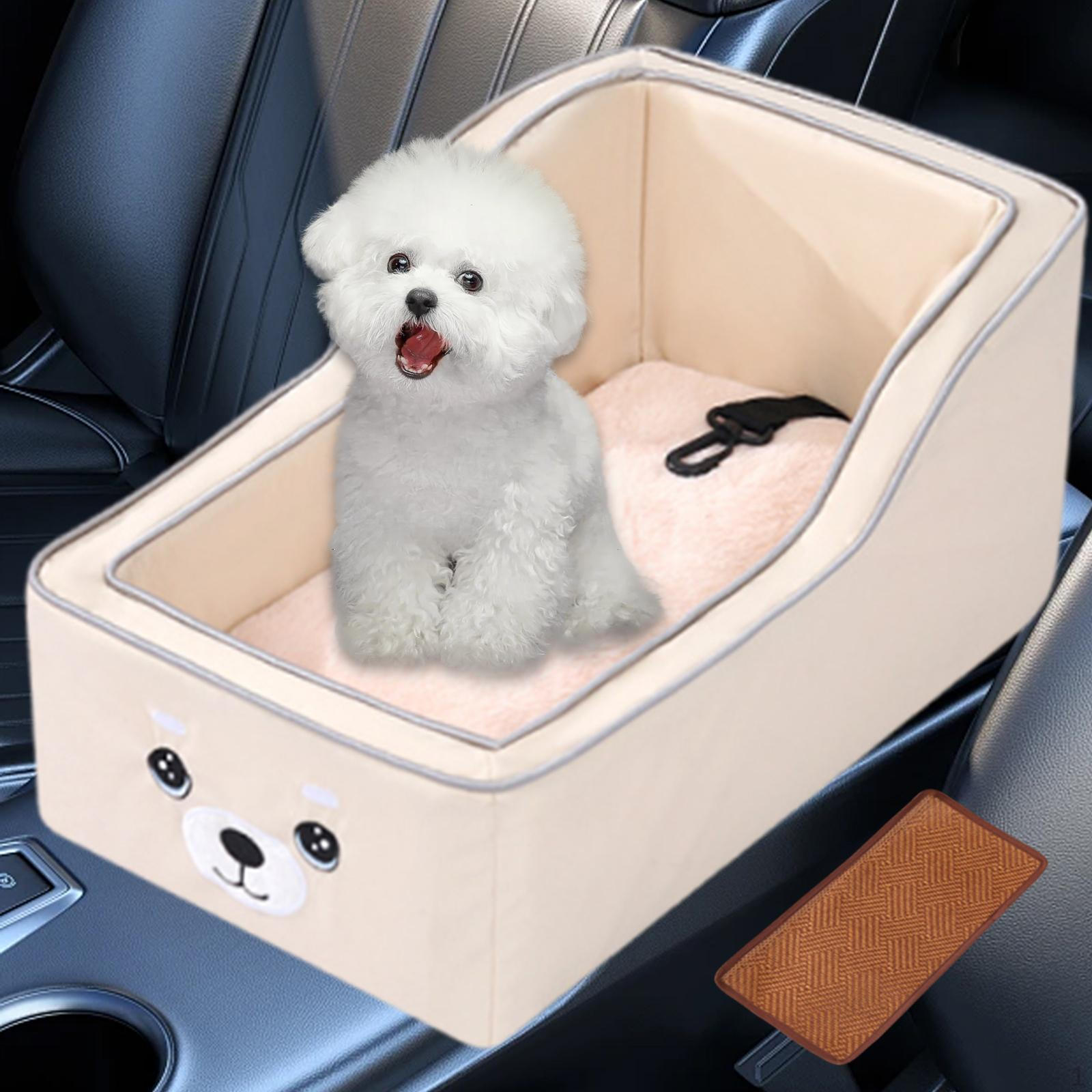 

Car Dog Seat Armrest Pet Comfortable Breathable Portable Travel Carrier with Soft Cushion бежевий