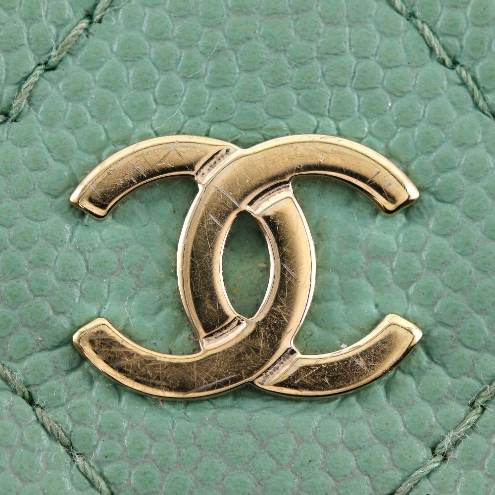 Chanel Matelasse Coin Purse AP0216 Zip Coin Purse Classic Gold Caviar Skin Women Used