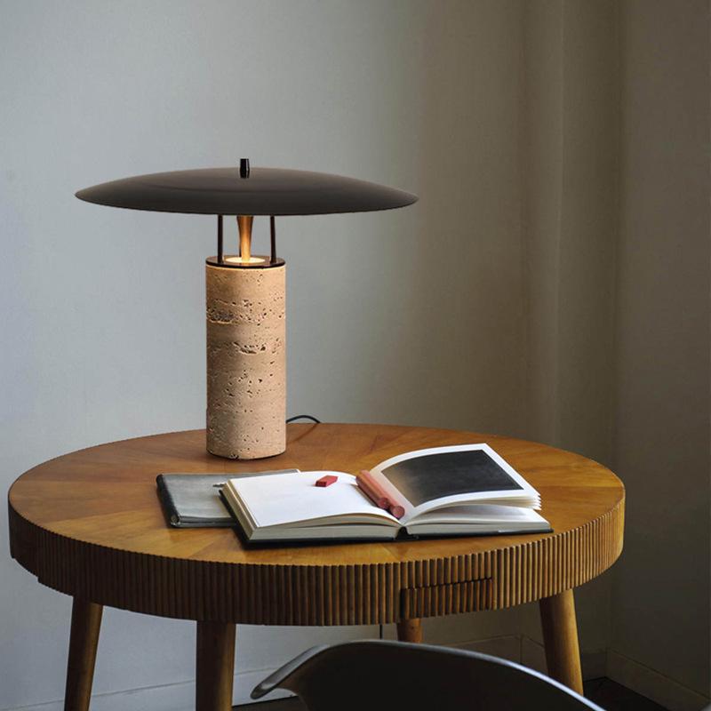 Contemporary Marble Travertine Table Lamp - Luxurious Designer Style for Living Room or Bedroom