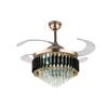 Modern Crystal LED Ceiling Fan Chandelier 42" Retractable Blades Remote Control 3-Speed Lighting Pendant Lights