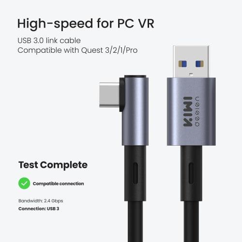 KIWI Design Link Cable with Cable Clip Compatible with 3Meter Quest 3S/3/2/1/Pro Pico 4 High Speed ??PC Data Transfer Accessories Compatible with Meta