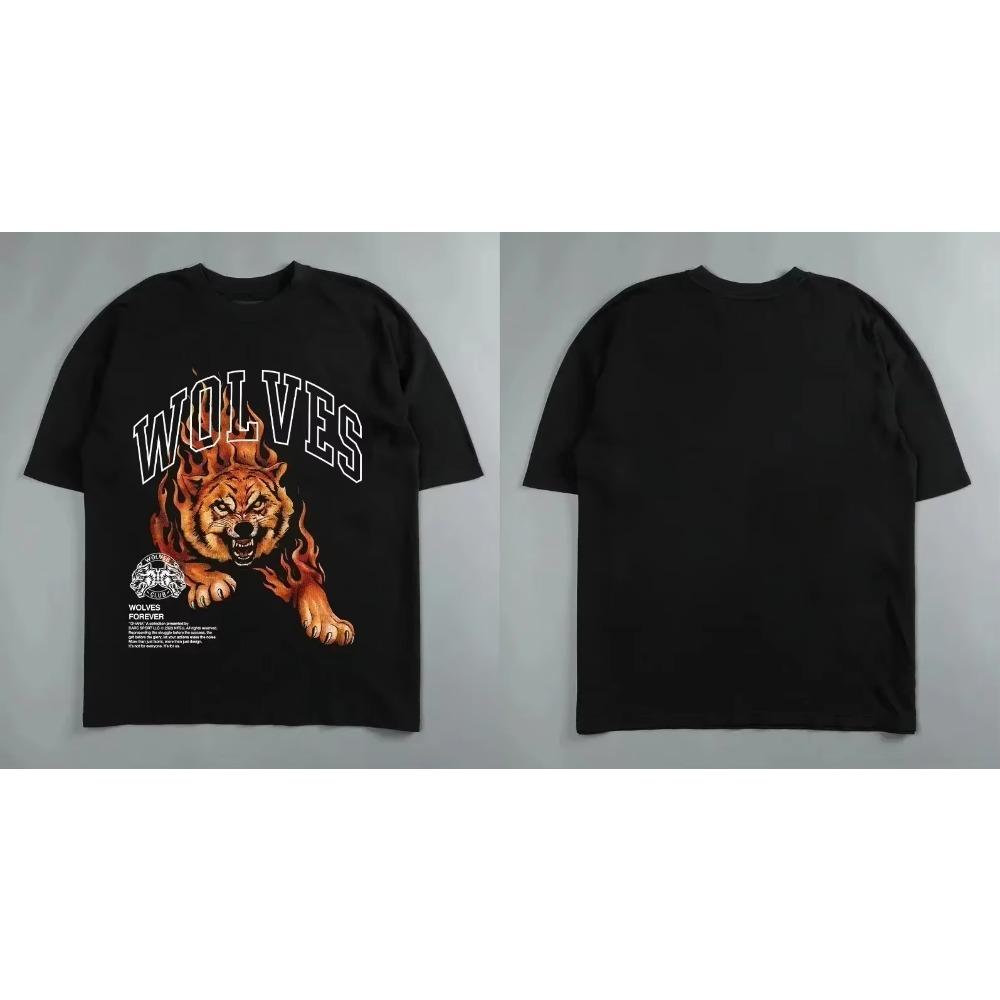 Darc Wolfskopf Lustiger Aufdruck Workout Fitnessstudio Fitness 100% Baumwolle Herren T-Shirt Kurzarm Lässiges T-Shirt Mode Sport Übergroße Y2k Oberteile