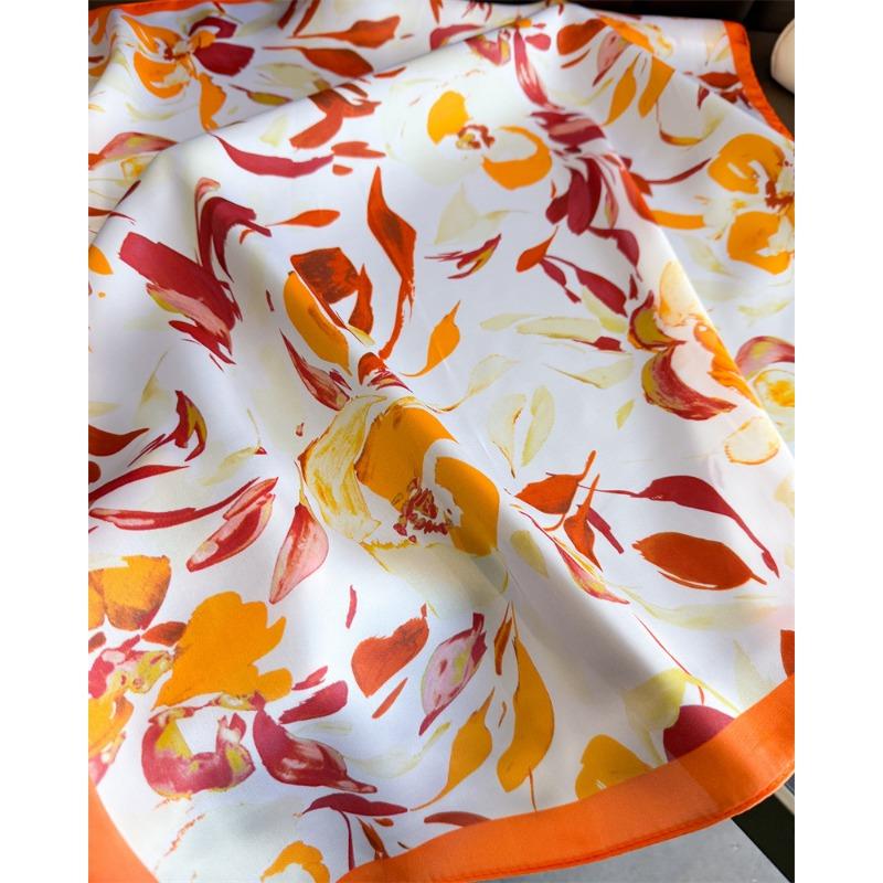 Elegant Printed Silk Like Square Scarf For Women Daily Use