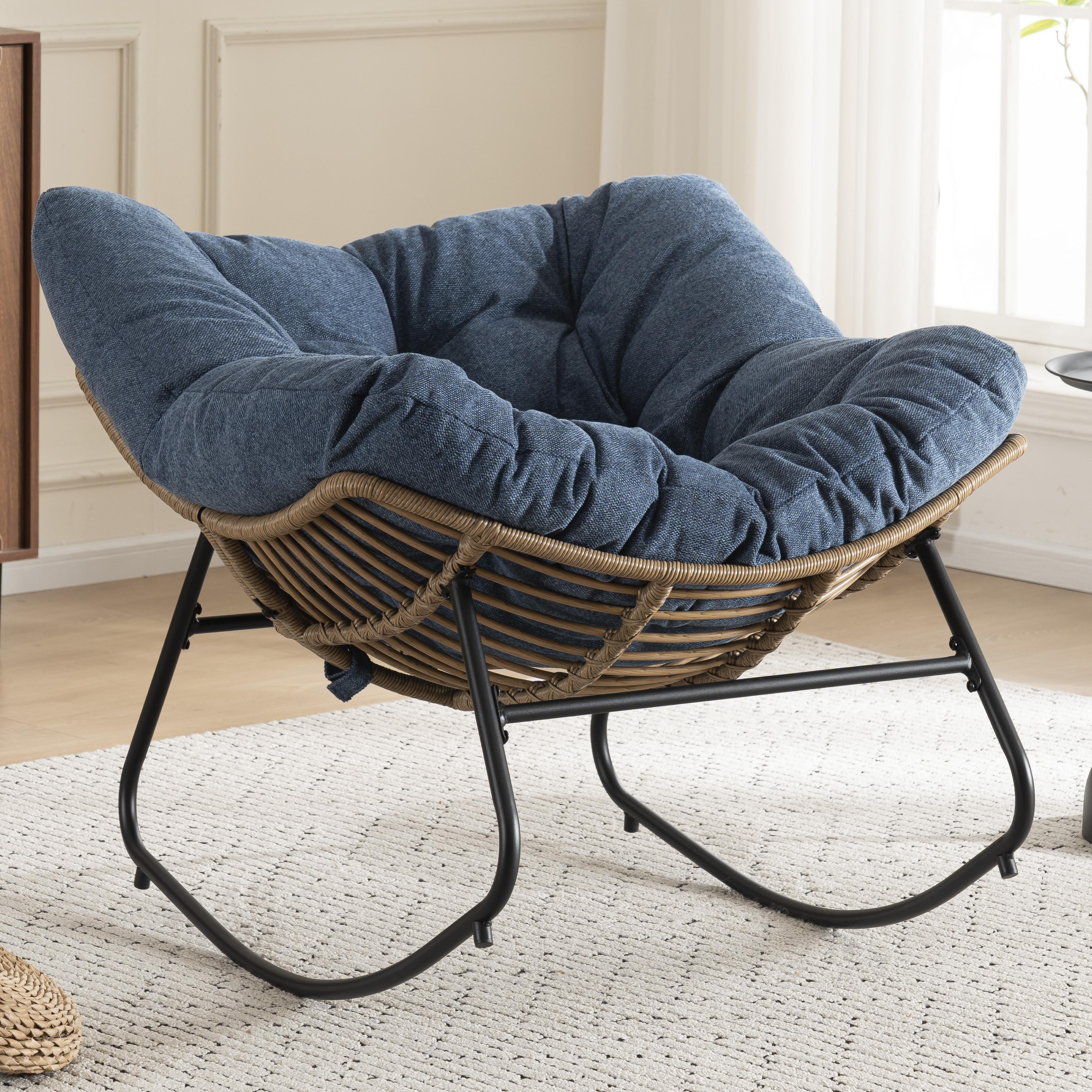 Rocking Chair, Chenille Upholstered Accent Chair