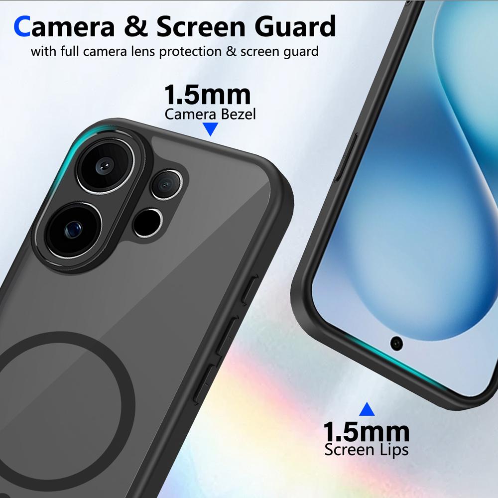 KEYSION Magnetic Phone Case for VIVO V60 Soft Silicone+PC Matte Translucent Clear Shockproof Back Cover for VIVO V60 5G