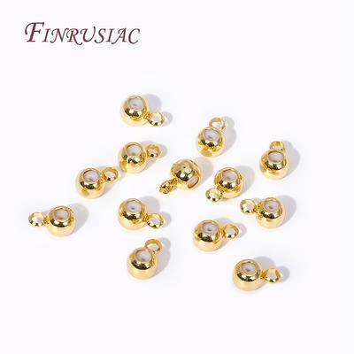 18K Vergulde Positioneringskralen Voor Ketting 3/4/5mm Rond "Slimme" Kraal met Siliconen Inzetstuk en Ring DIY Sieraden Onderdelen