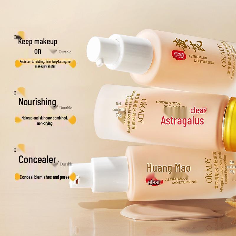 OPE Huangqi Hydrating & Long-Lasting Concealing Foundation - Clear, Moisturizing, Non-Caking, Breathable Base Makeup for Women