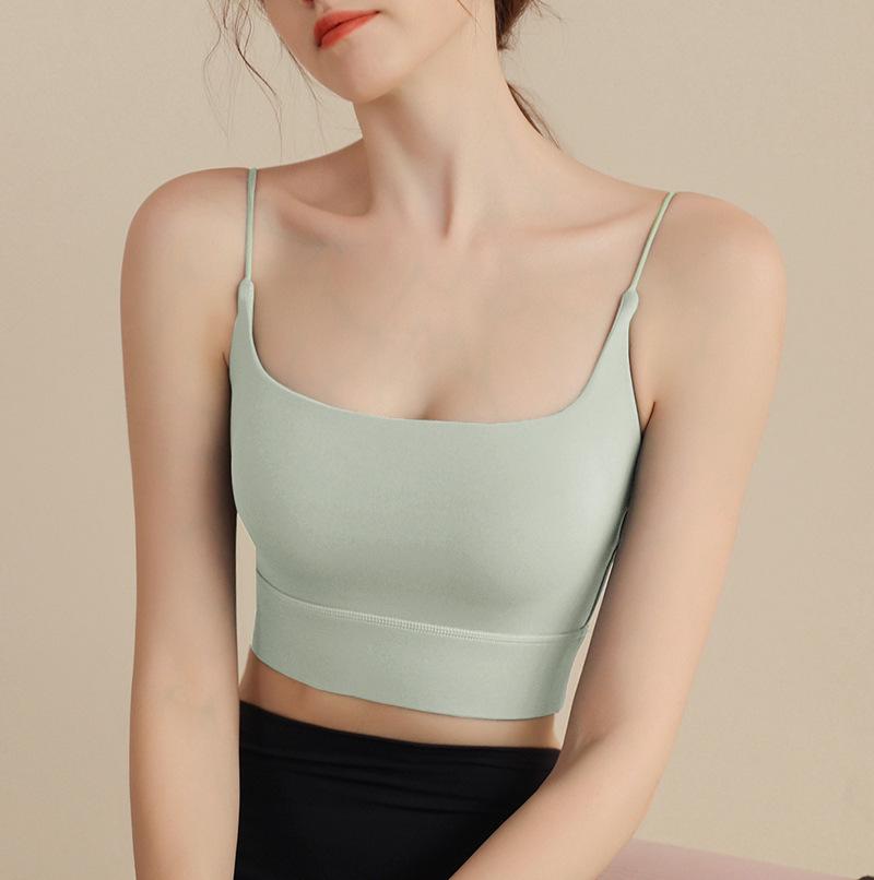 Spring/Summer Shockproof Slim Strap Sports Bra with Chest Pads - Women's Sexy Yoga Fitness Camisole