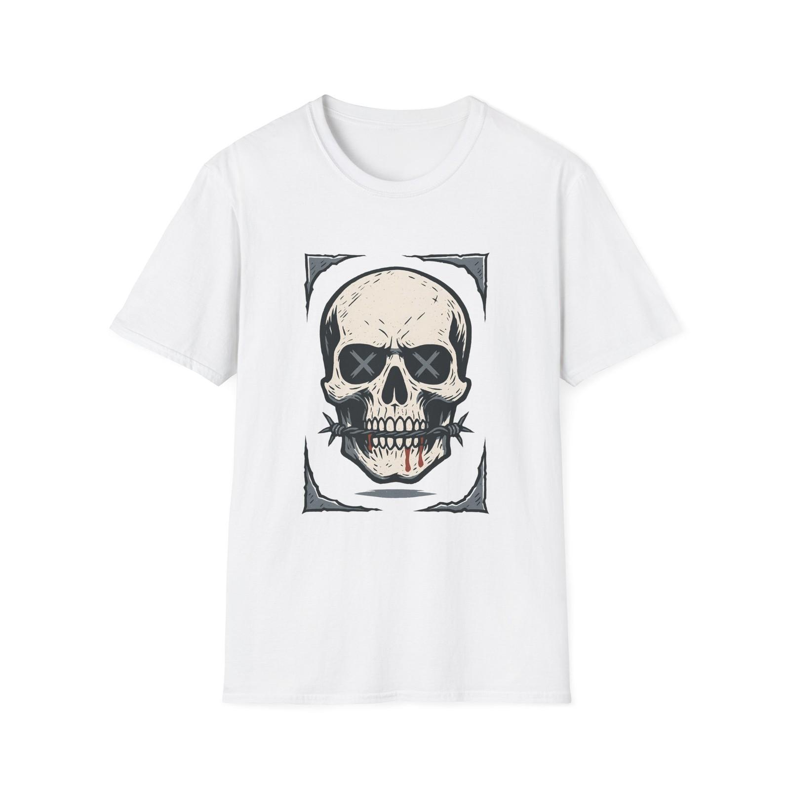 Unisex Softstyle T-Shirt Skull Barbed Wire Horror Dark Gothic S