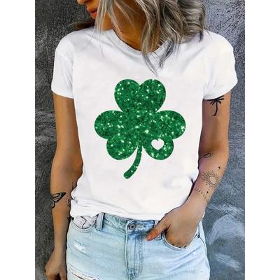Summer T Shirt Clover 3d Printed Tshirt Womens Fashion T-shirt St Patricks Day Short Sleeve Tops Tees Women Tshirt Tops Clothing