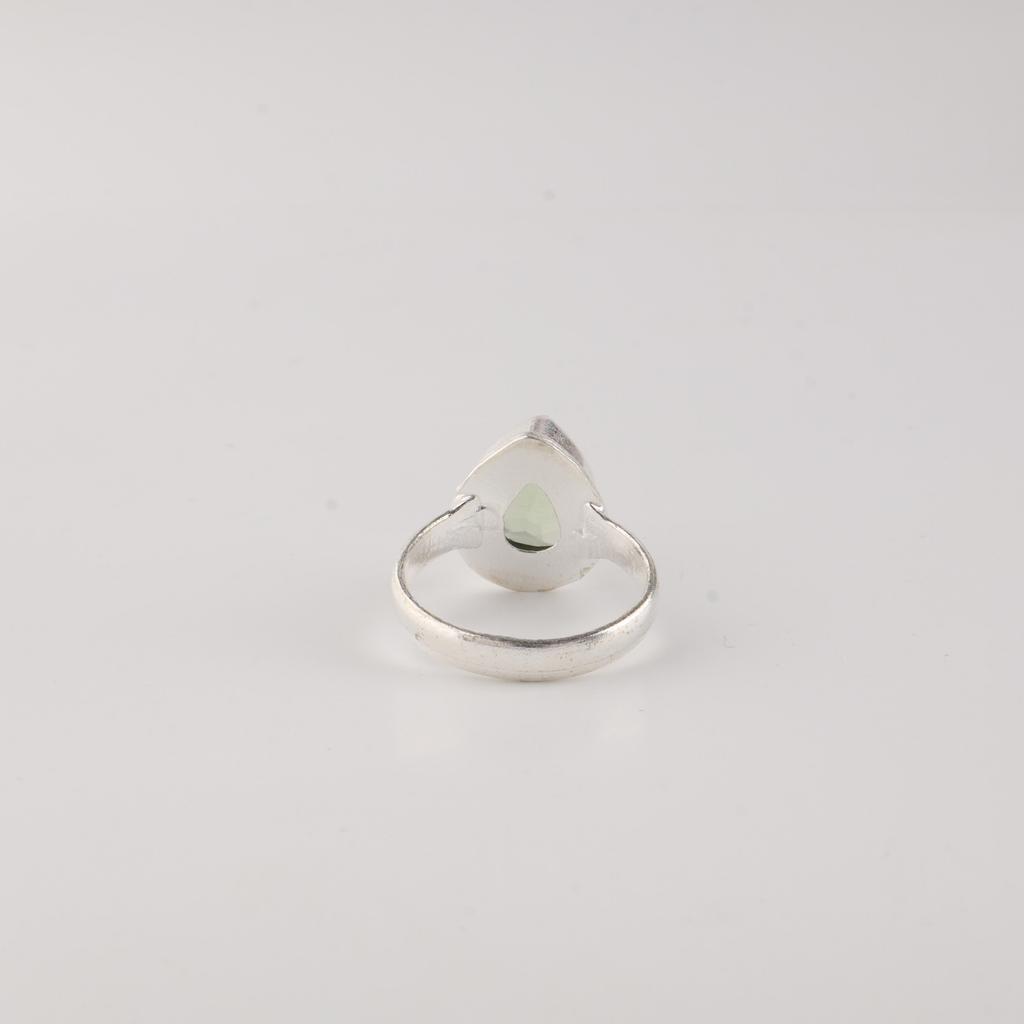 Green Amethyst Gemstone 925 Sterling Silver Designer Jewelry Women Ring Gift For Mother RR-76-15