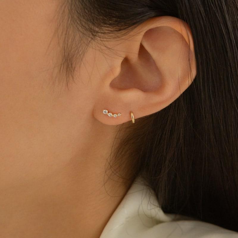 LUNNE 14k Milky Way Curved Stone Piercing (14k Gold) #LFPI04