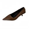 2025 Autumn Pointed Stiletto High Heels One-pedal French Kitten Heel Single Shoes Light Mouth Temperament Commuter Work Shoes