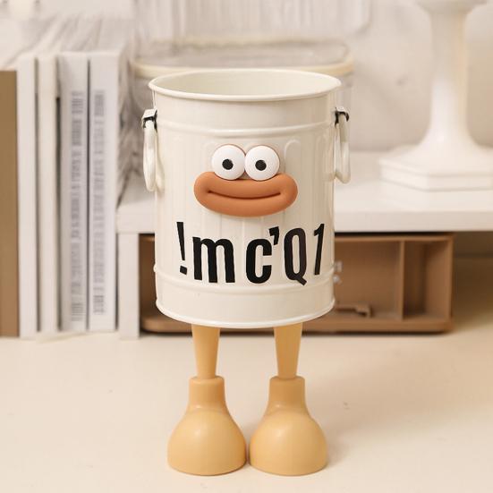 Cartoon Pen Holder Retro Sausage Mouth Bucket Plastic Pen Holder Large Capacity Desk Organizer for Stationery Makeup Brushes