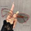Cat's Eye Myopia Trendy Metal Retro High-end Non-face Light-sensitive Color-changing Mirror Myopia Glasses 038