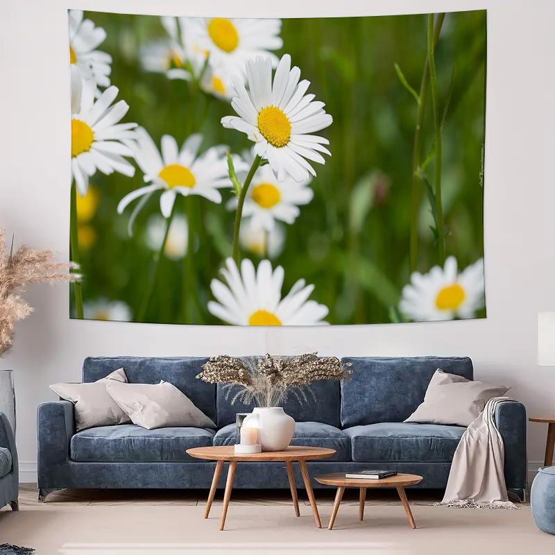 Spring Greenery Tapestry with Oxeye Daisy  NatureInspired Wall Decor 74x94cm(29x37in)