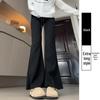 Douyin Women’s Winter Fleece-Lined Micro Flare Sweatpants - 2024 High Waist Slimming Wide Leg Horseshoe Pants